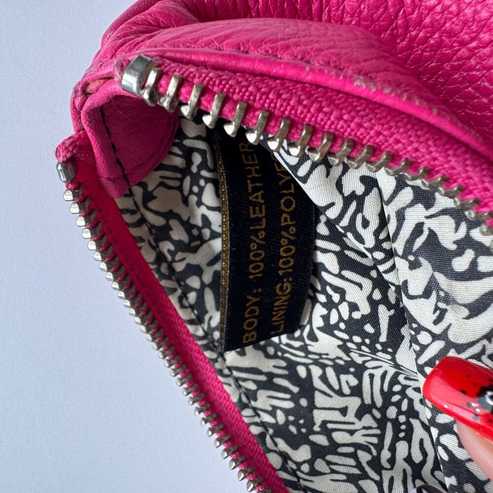 Rebecca Minkoff Mani Pedi Fund Hot Pink Pebbled Leather Zip Wallet Coin Pouch - Picture 9 of 9